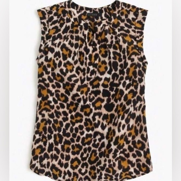 J. Crew silk leopard print sleeveless blouse size 00 - Picture 3 of 7